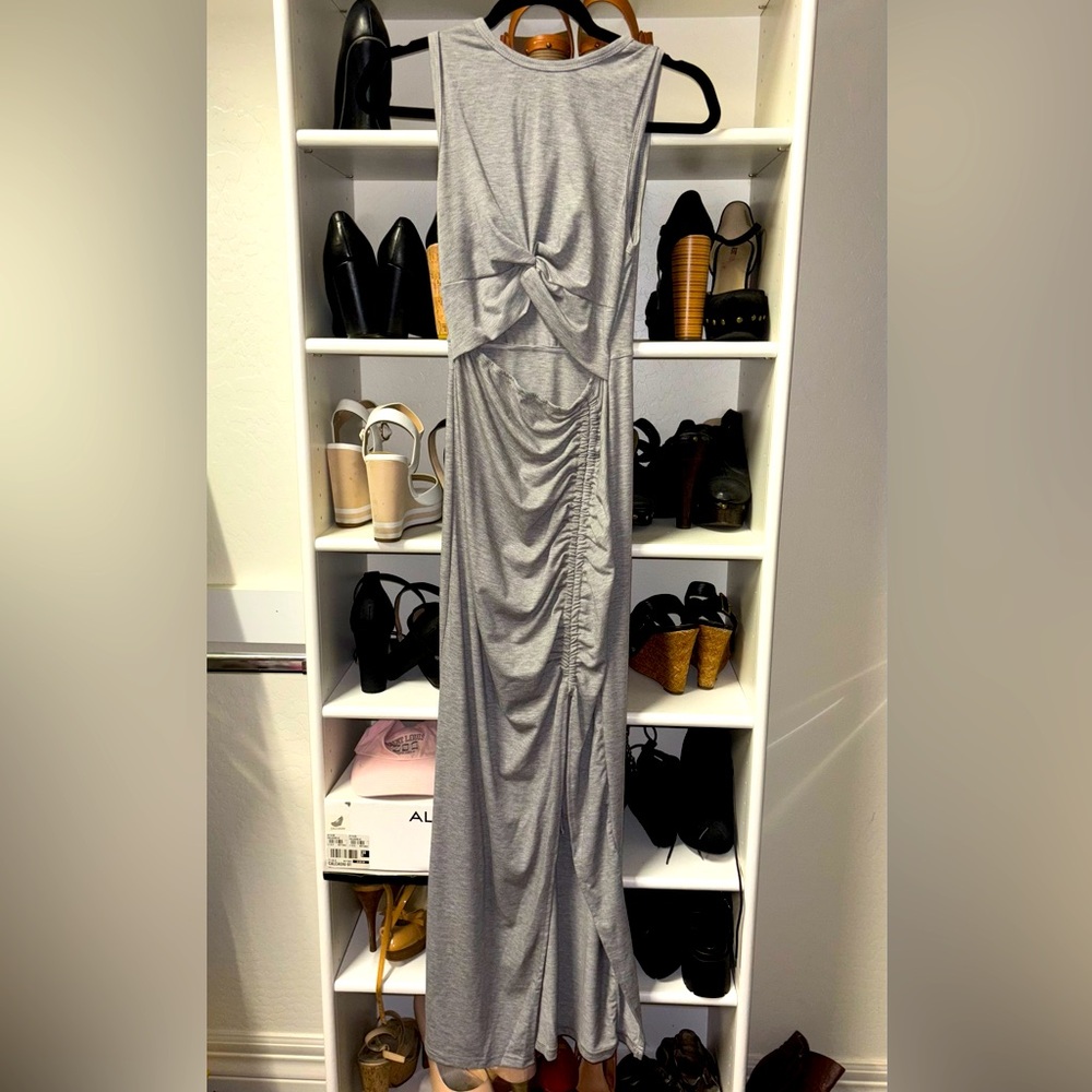 Gray Cut Out Sleeveless Dress